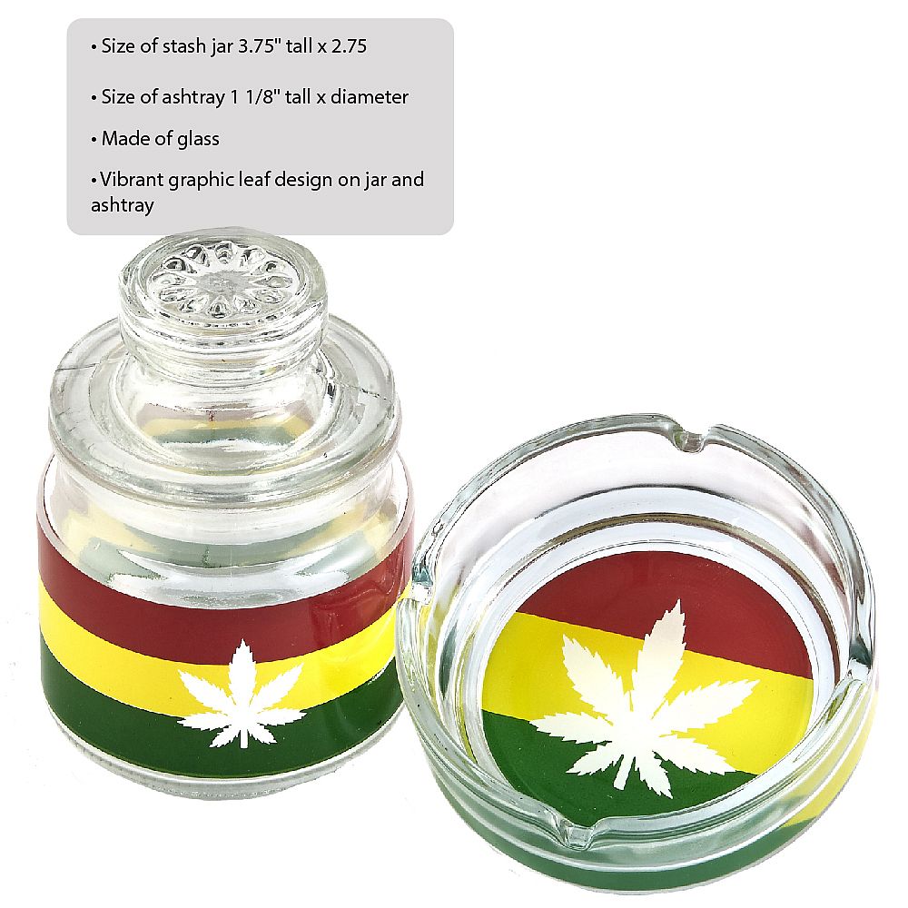 Ashtray Set With Stash Jar - LEAF DESIGN