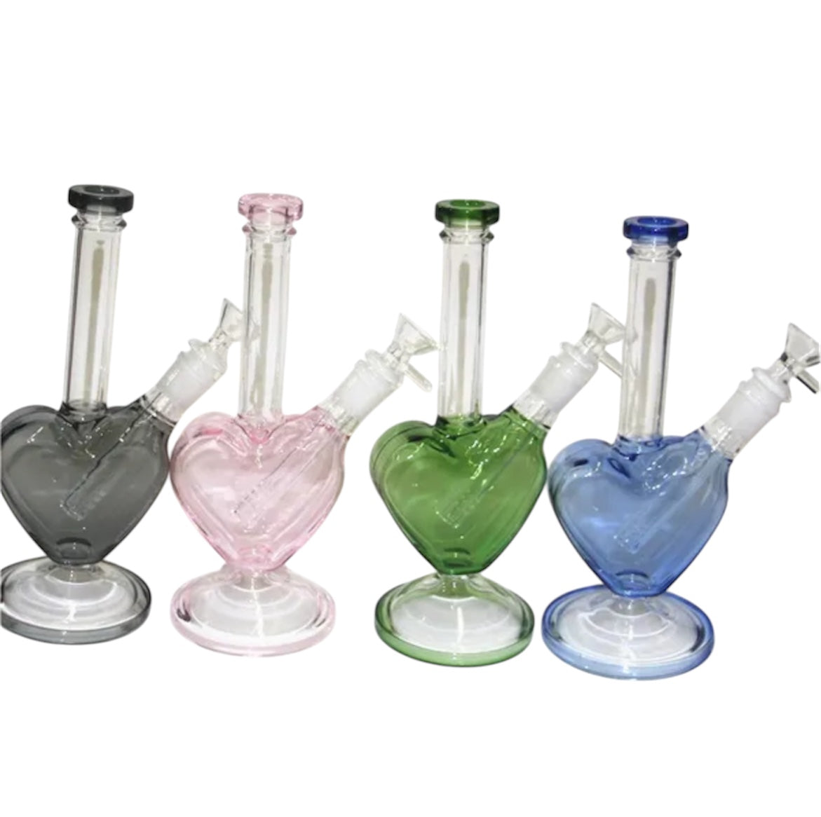 Heart Shaped 9” Multi Color Glass Bong