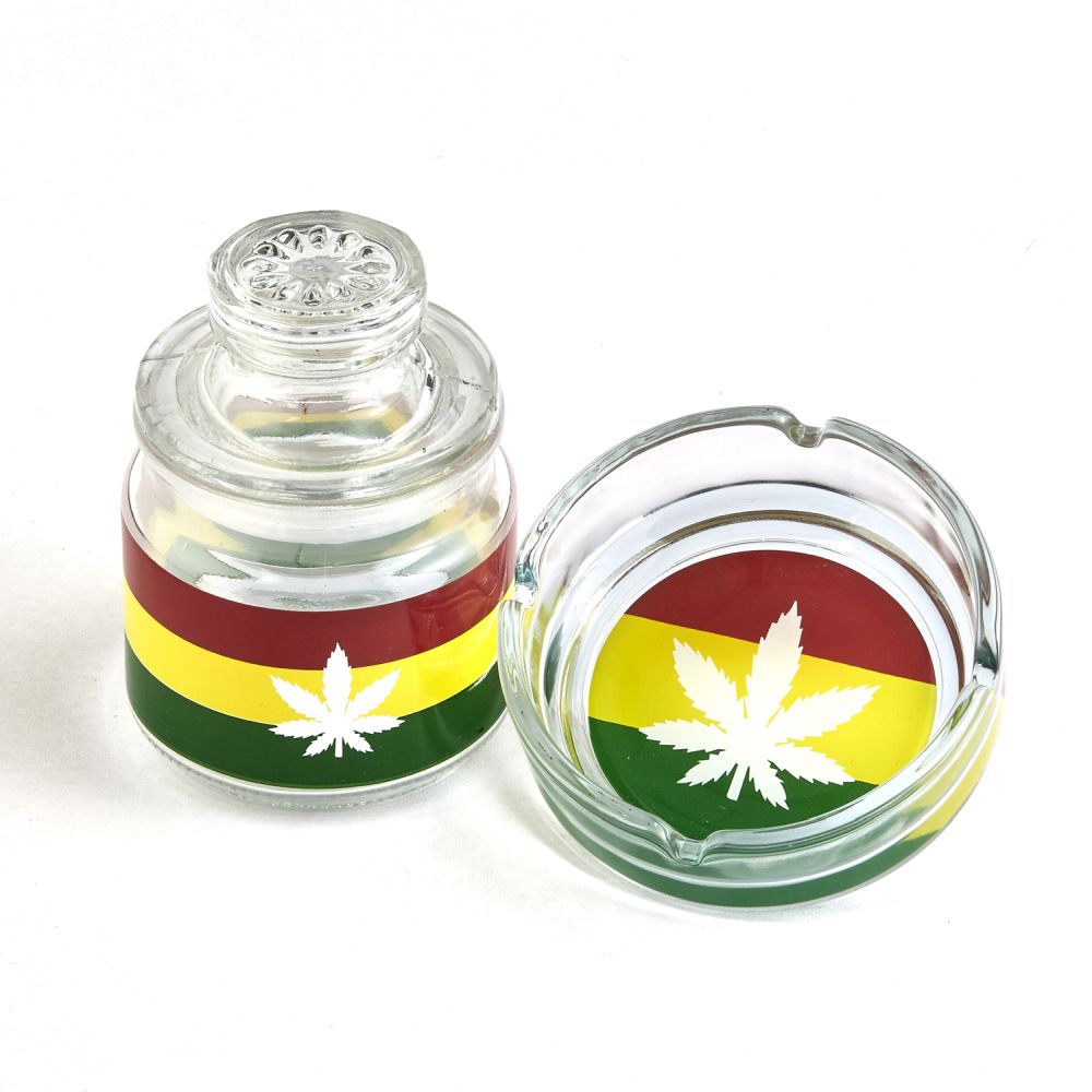 Ashtray Set With Stash Jar - LEAF DESIGN