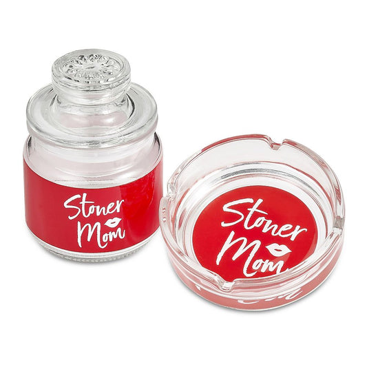 Ashtray/Stash Jar Set - RED Stoner Mom