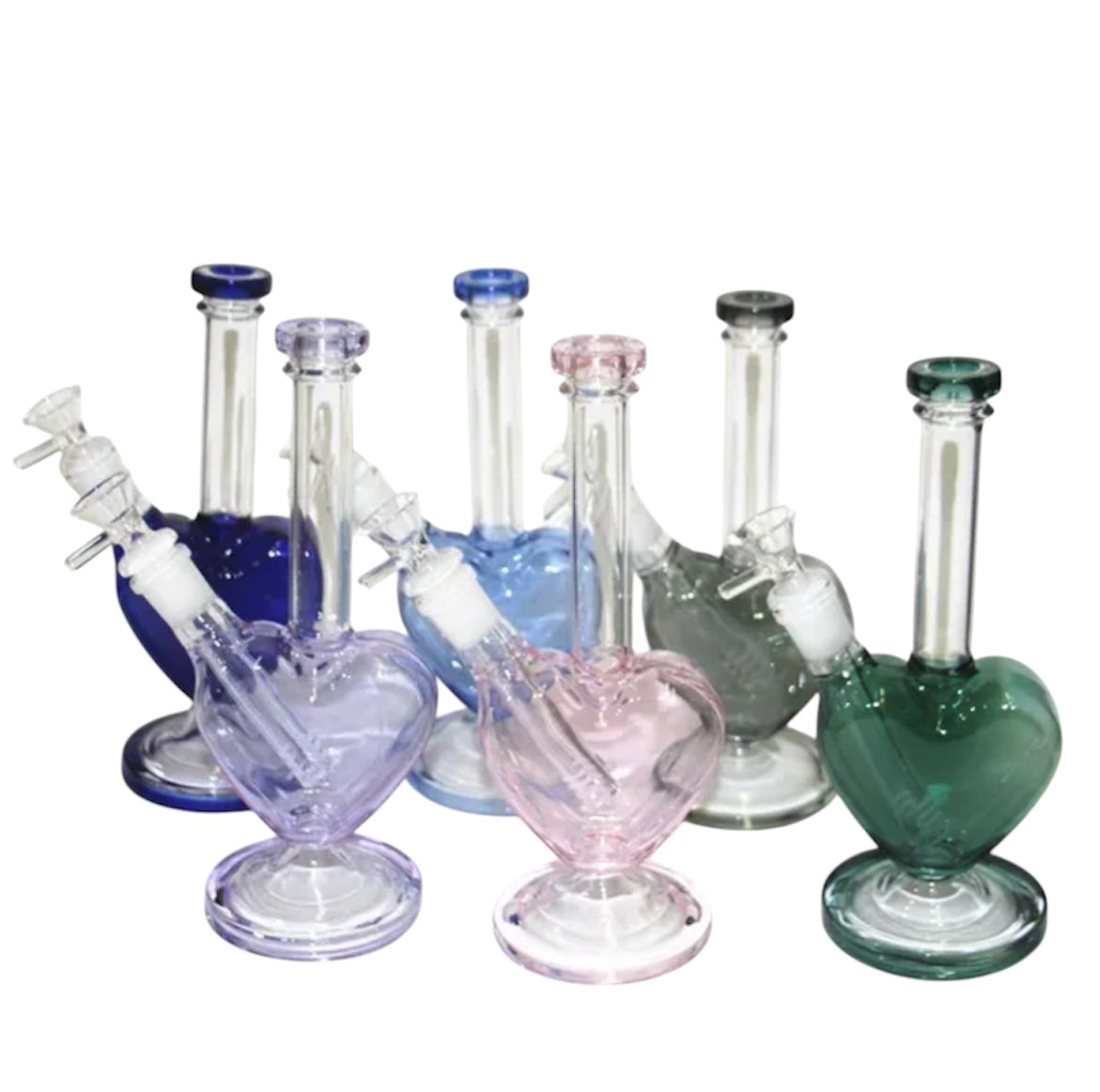 Heart Shaped 9” Multi Color Glass Bong