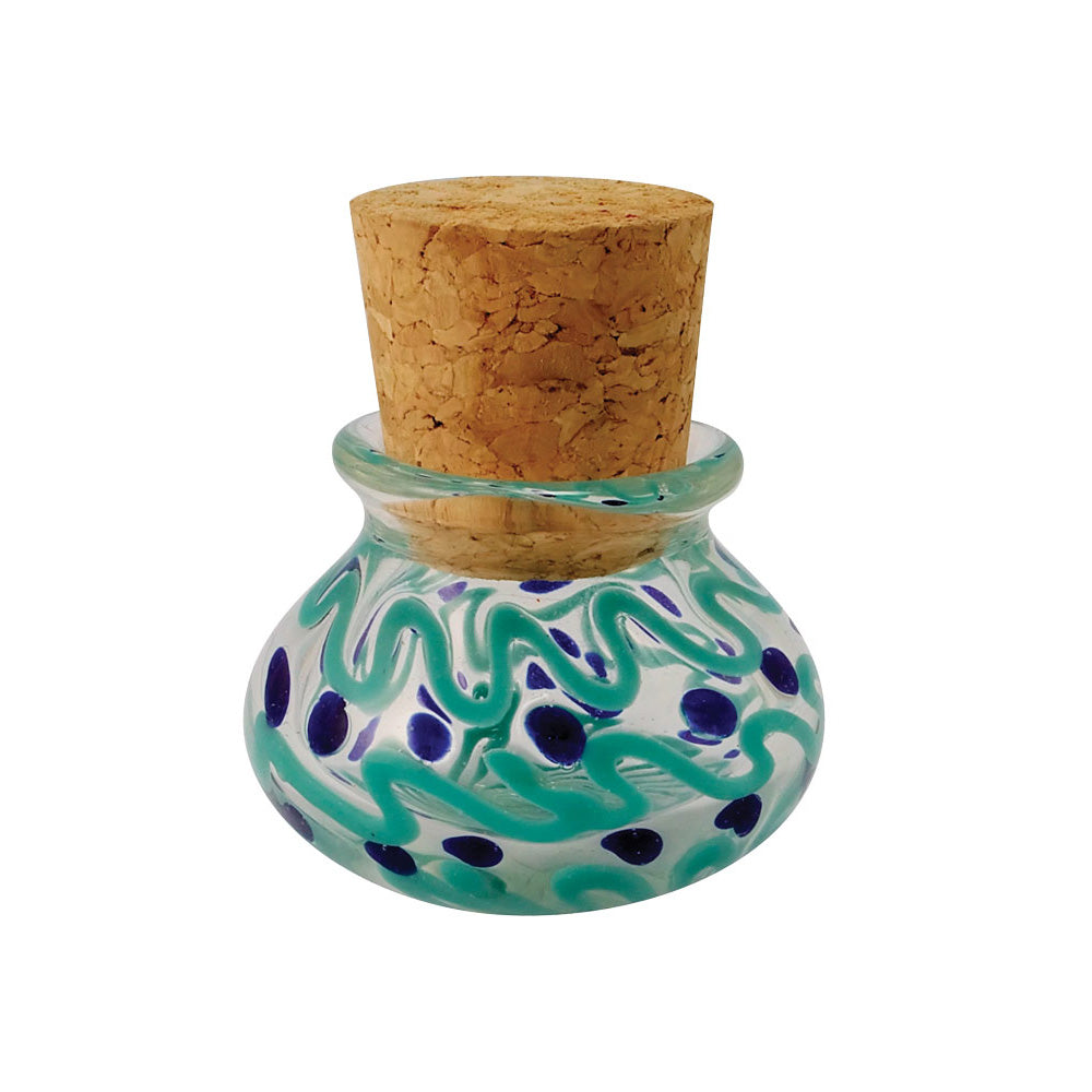 Multicolored Glass Jar w/ Squiggles & Dots 2.5"