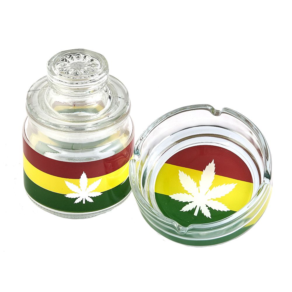 Ashtray Set With Stash Jar - LEAF DESIGN